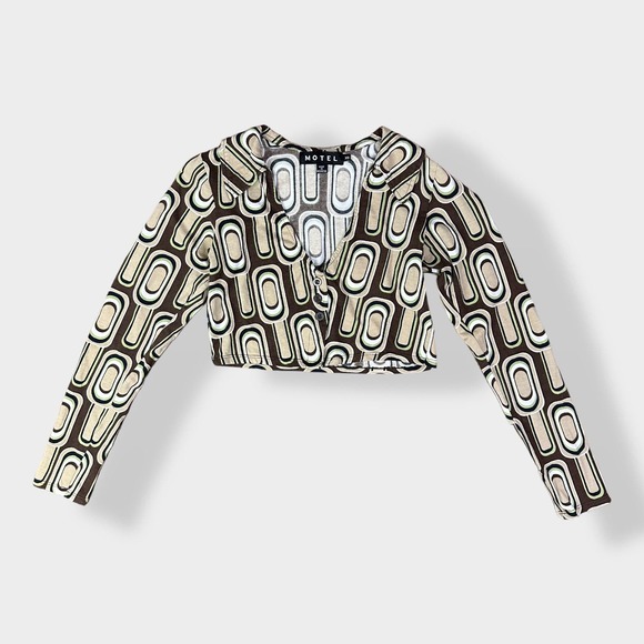 MOTEL Rocks Portia Crop Top in Retro Spot Brown Size XS - Picture 1 of 8